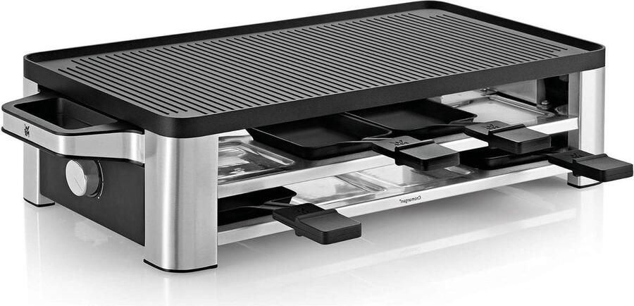 Elektrisch Raclette Contactgrill Bakplaat Gezellig Tafelen Omkeerbare Plaat 8 Pannetjes Mat Zilver
