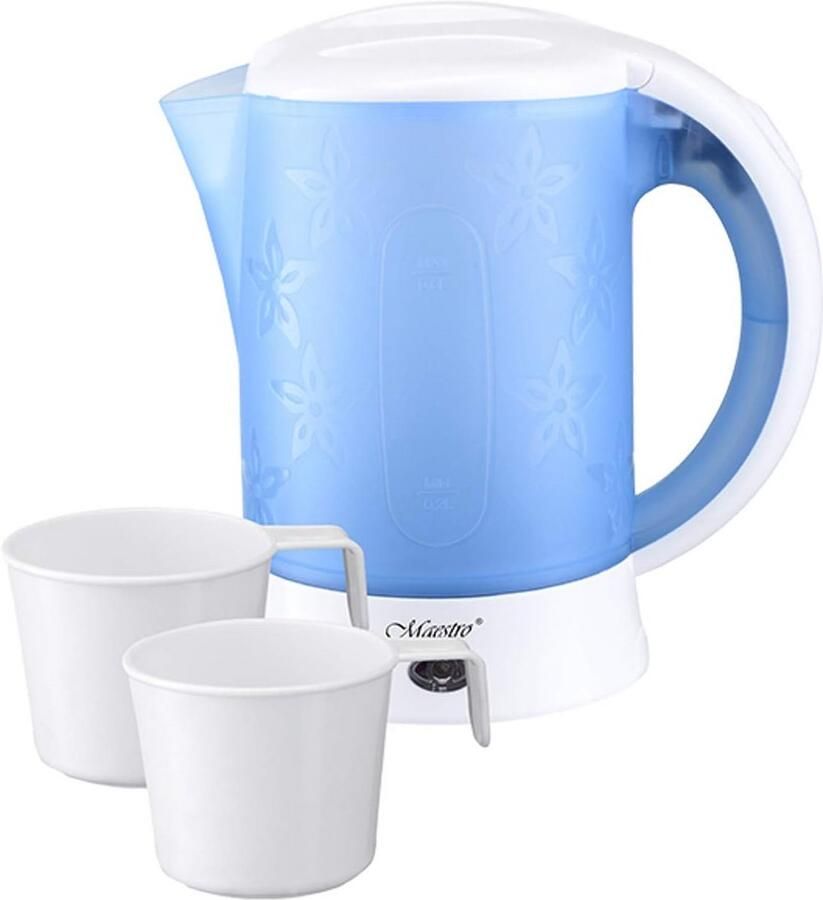 Reis Waterkoker Mini Ketel Koffie en Thee Inclusief Twee Mokken 0.6 Liter Wit