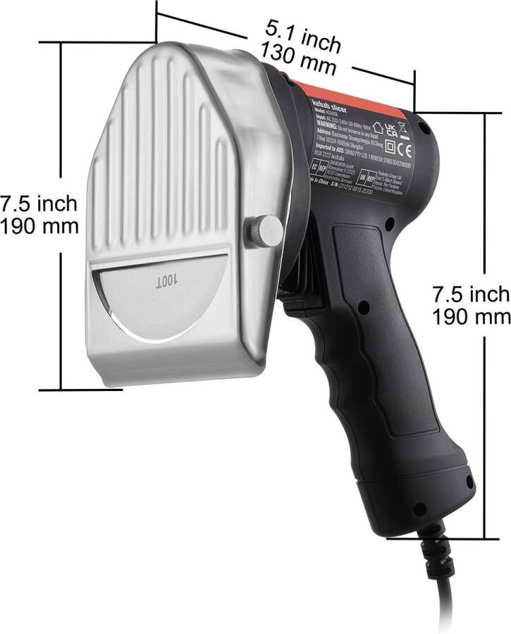 Elektrisch shoarmames van 80 W professioneel Turks kebabmes gyroscopisch mes van commercieel roestvrij staal lemmetdiameter Φ 4 100 mm instelbare dikte 0 8 mm