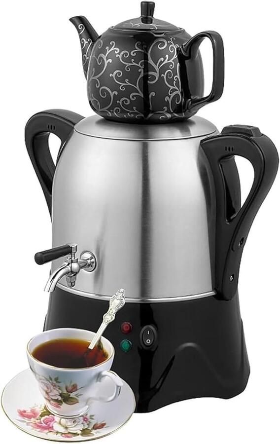 Elektrisch Theezetapparaat Theemaker Koffiezetter Dranken Bereiden Dubbele Pot Design 1L 3L Capaciteit Zwart