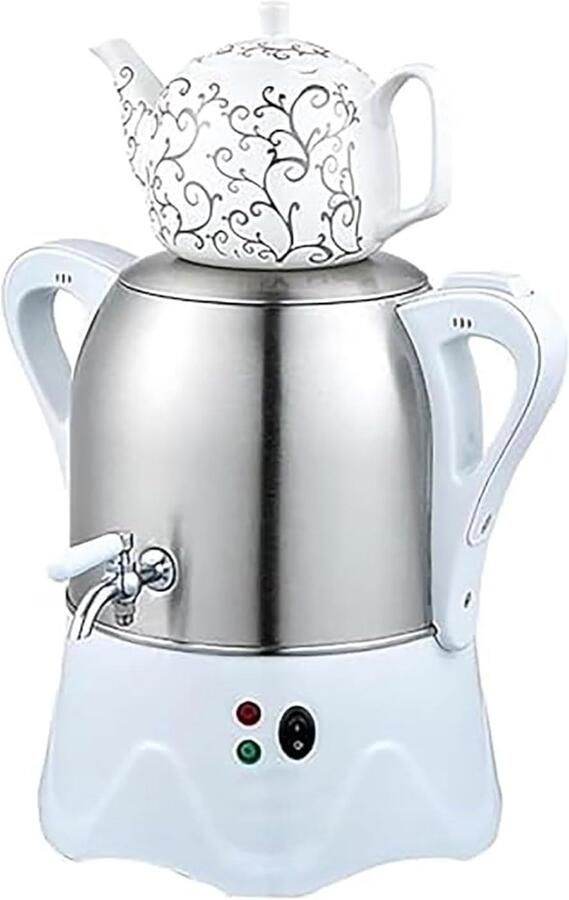 Elektrisch theezetapparaat Warmhoudfunctie waterkoker Thee en koffie zetten Dubbele laag ontwerp 3L en 0.6L Wit