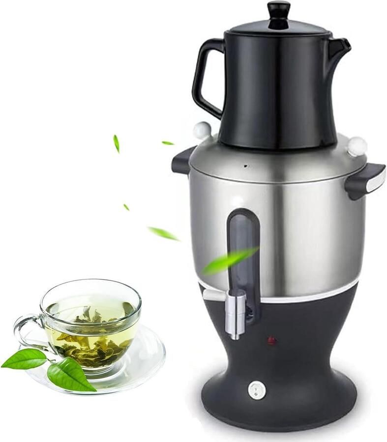 Elektrisch Theezetapparaat Waterkoker Infuser Thee Zetten Dubbele Pot Ontwerp 6L Capaciteit Zilverkleurig