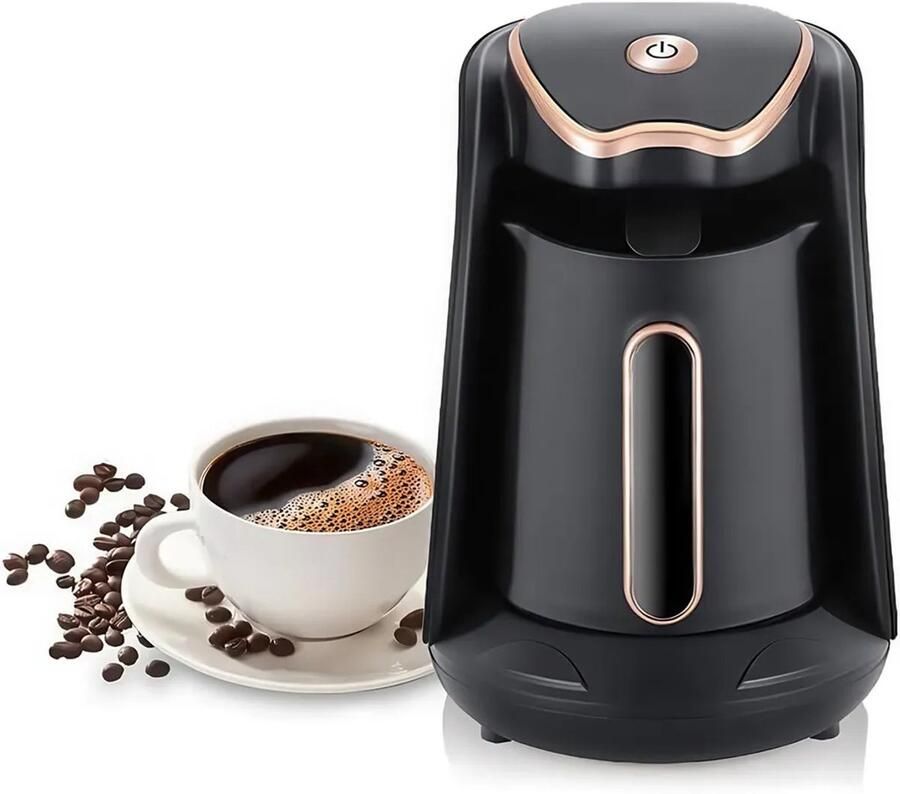 Elektrisch Turks koffiezetapparaat 600 watt 300 ml capaciteit voor 4 kopjes met overloopbeveiliging en droogkookbeveiliging