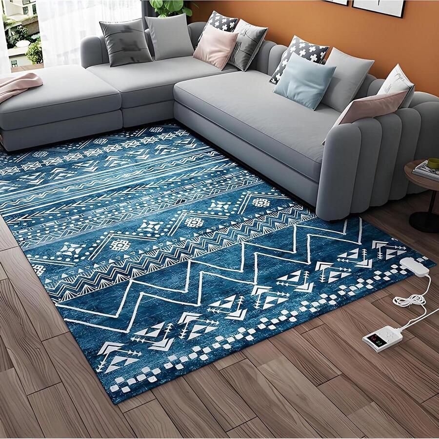 Elektrisch Verwarmd Tapijt Vloerverwarming Mat Thuis Opwarmen Constante Temperatuur 80 x 120 cm Grijs - Foto 2