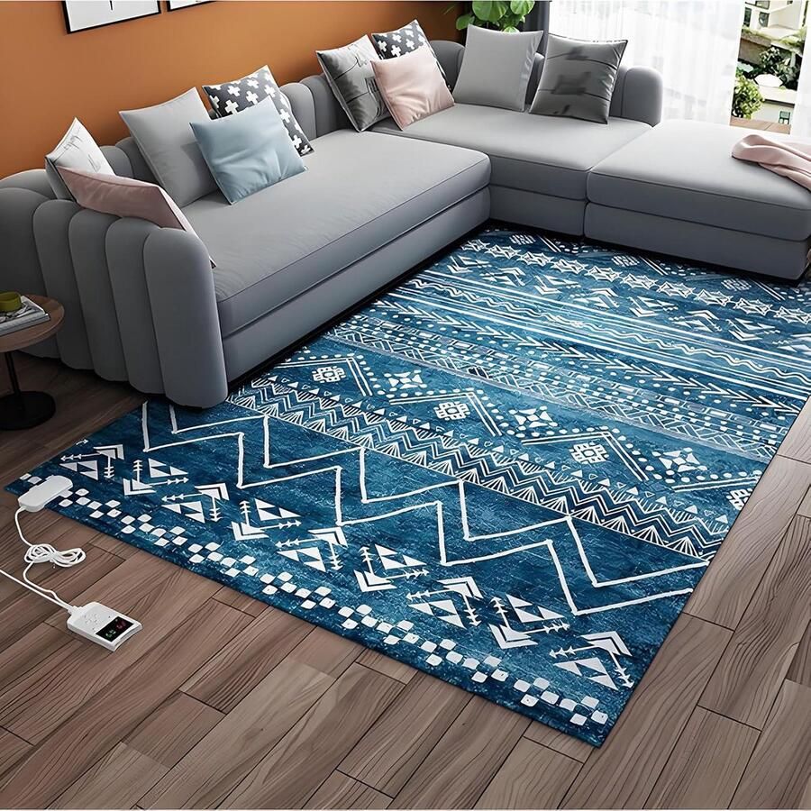 Elektrisch Verwarmd Tapijt Vloerverwarming Mat Thuis Opwarmen Constante Temperatuur 80 x 120 cm Grijs