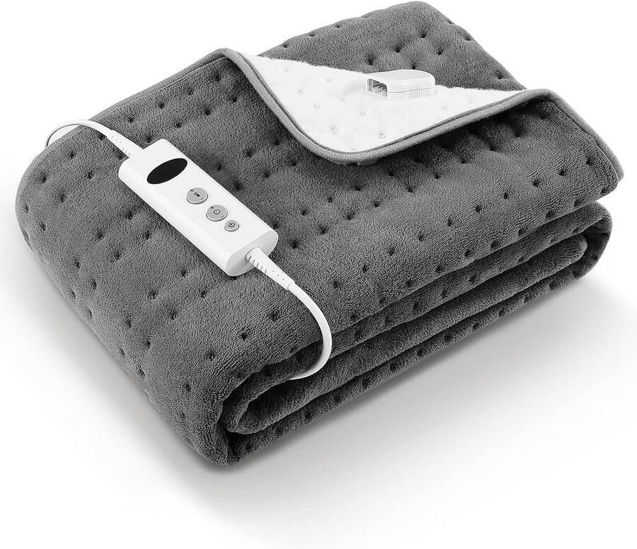 Elektrisch Verwarmde Onderdeken Elektrische Deken Warmtedeken Bed Opwarmen 10 Temperatuurniveaus 150x80 cm Grijs
