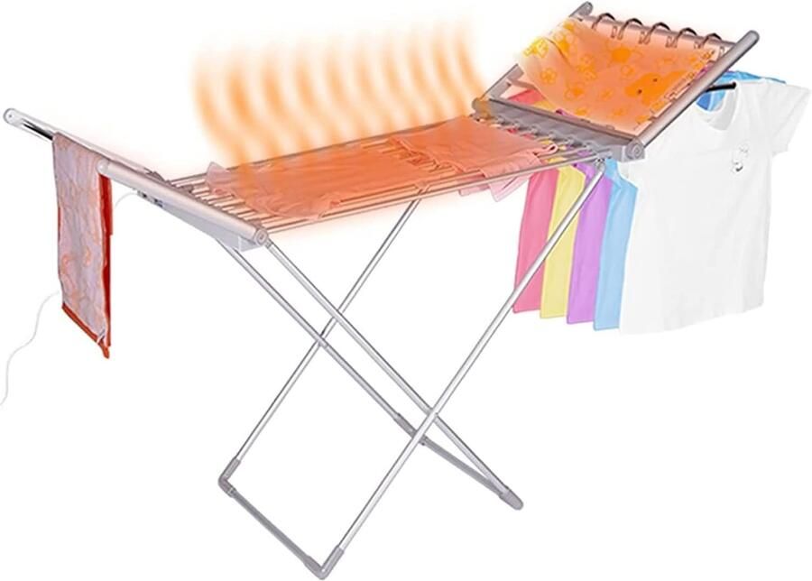 Elektrisch verwarmde wasdroger Airer draagbaar opvouwbaar handdoekverwarmer droogrek met 20 verwarmde buizen X-type stabiele staande verwarming droogrekken voor kinderkamer babykamer openbare