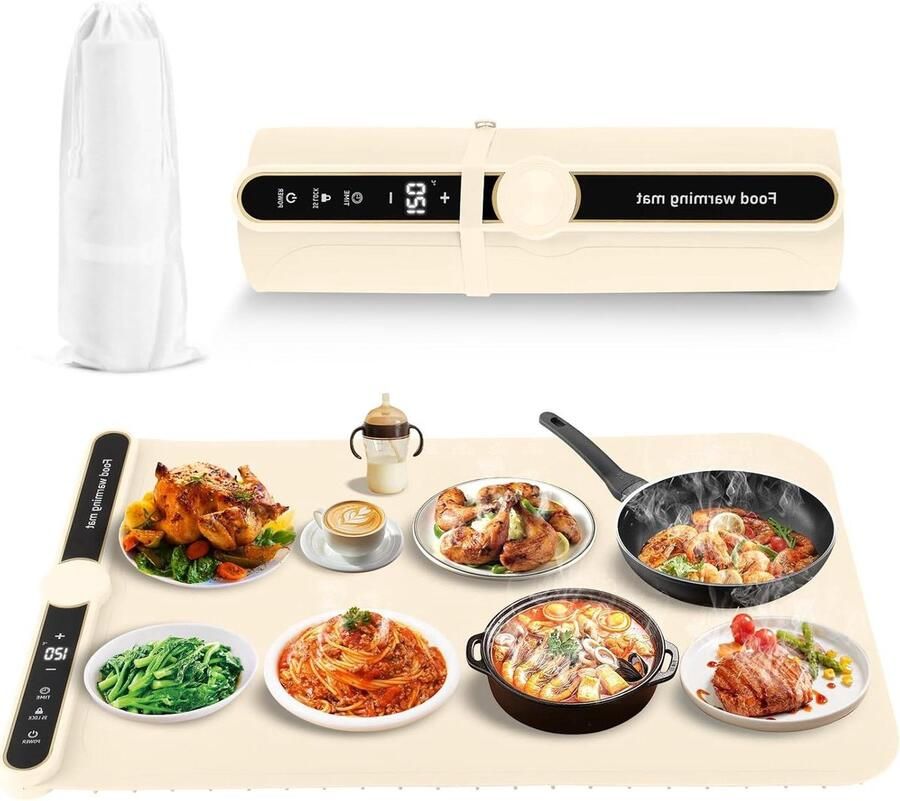 Elektrisch Verwarmingsplateau Warmhoudplaat Eten Warm Houden 9 Temperatuurstanden 80 x 38 cm Zwart