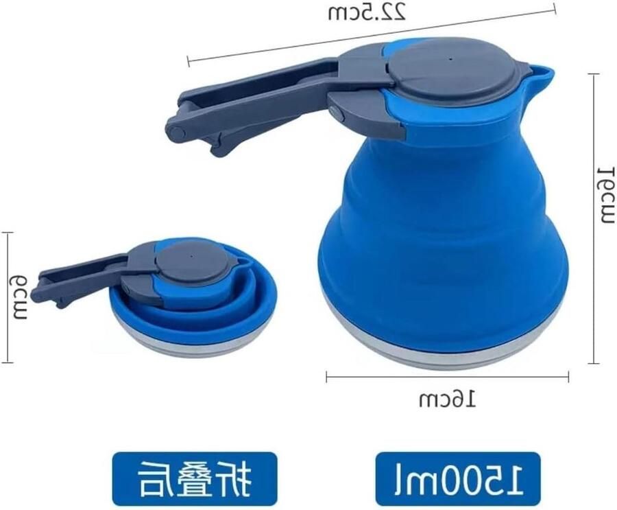 Elektrisch Vouwbare Waterkoker Reis Waterkoker Silicoon Water Koken Onderweg Compact Opvouwbaar Ontwerp 1500 ml Lichtgroen