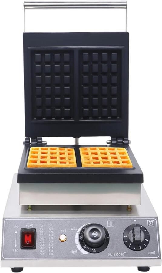 Elektrisch Wafelijzer Apparaat Bakken Snelle Wafels Maken Dubbele Vormen 2000 Watt Zilver Zwart
