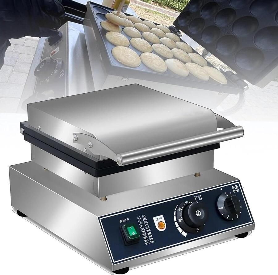 Elektrisch Wafelijzer Ballenmaker Snacks Maken 25 Stuks Tegelijk 50-300℃ Instelbaar Zilverkleurig