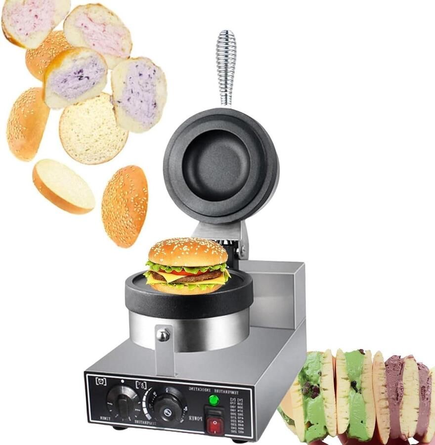 Elektrisch Wafelijzer Burger Machine Snacks Maken Dubbelzijdig Verwarmen 1200W Zilver