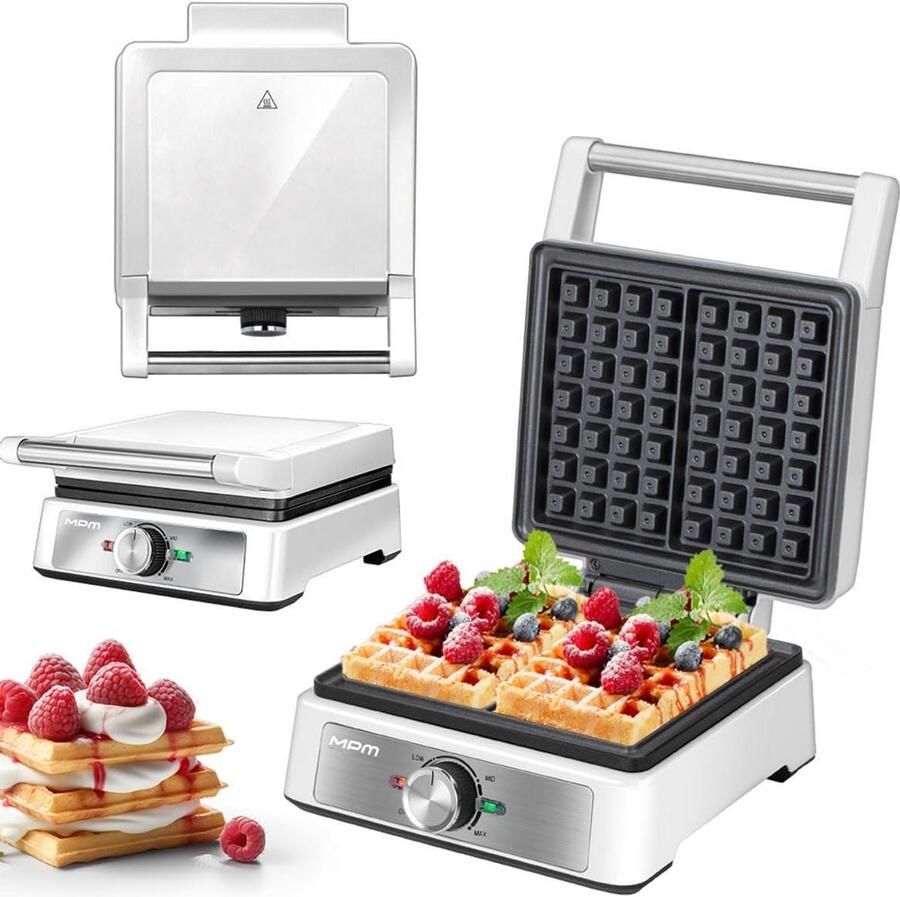 Elektrisch Wafelijzer Dikke Belgische Wafels met Vierkante Platen 1600W