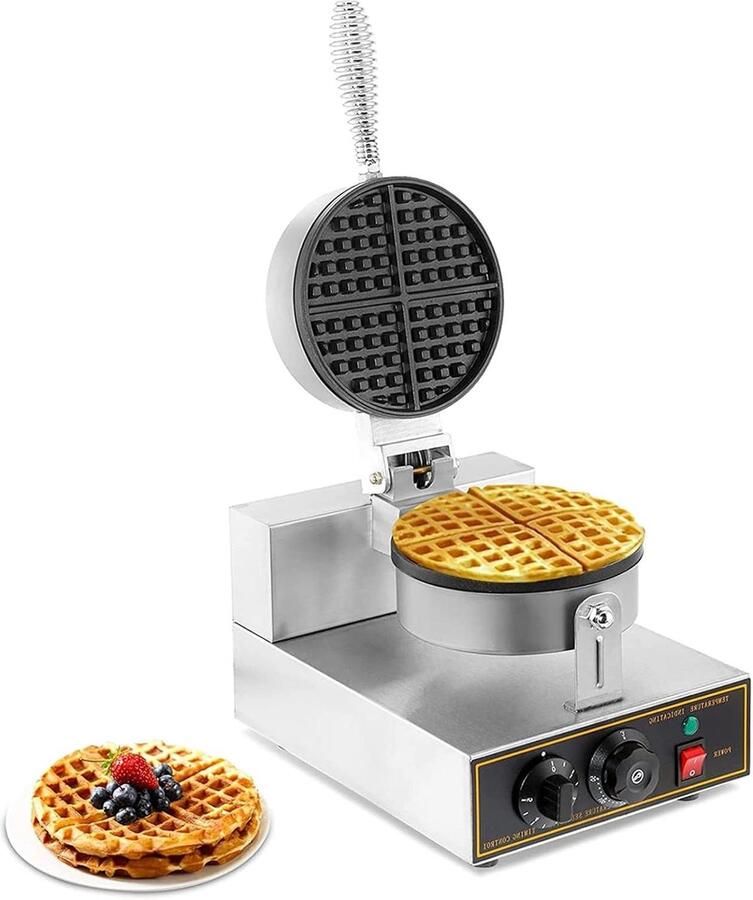 Elektrisch Wafelijzer Wafelmaker Bakplaat Lekkere Wafels Maken Nauwkeurige Temperatuurregeling 1400W Zilver