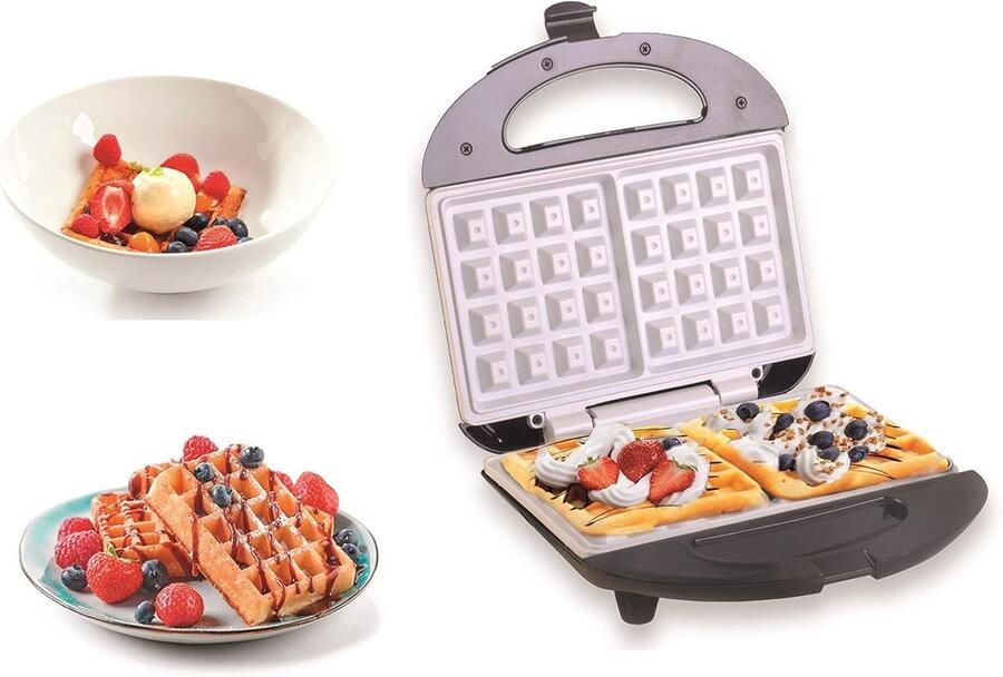 Elektrisch Wafelijzer Wafelmaker Dubbel Zelf Wafels Maken Keramische Platen 1000 Watt Wit