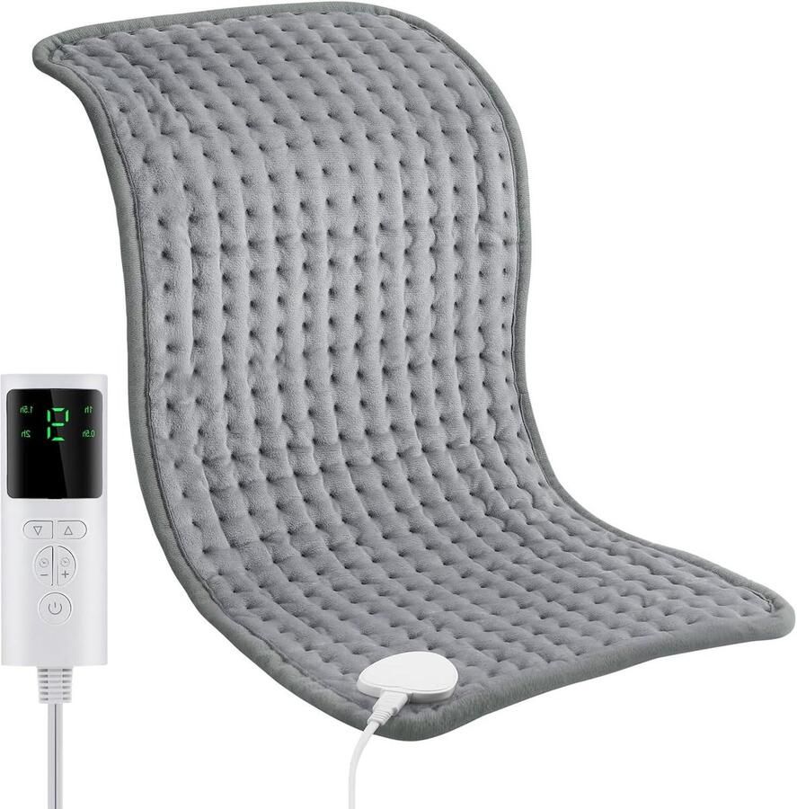Elektrisch Warmtekussen Zacht Verwarming Lichaam Opwarmen 9 Verwarmingsniveaus 29x58cm Grijs