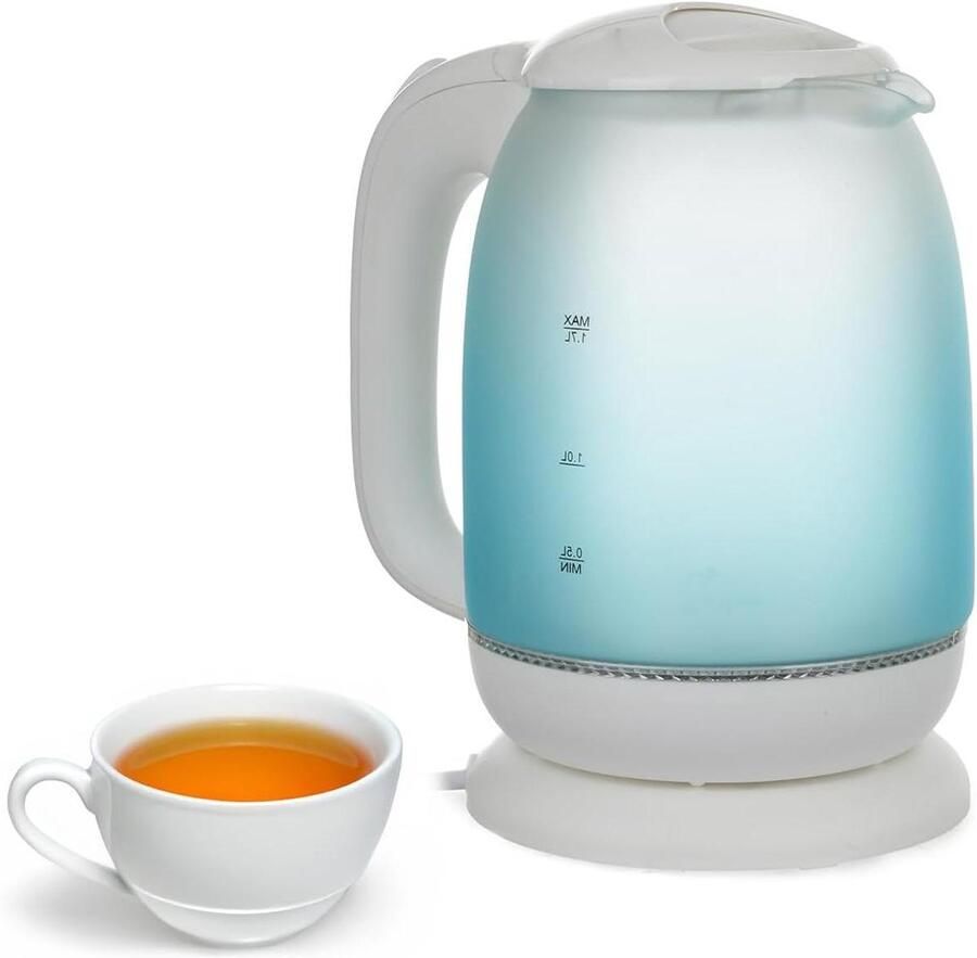 Elektrisch Waterkoker Glas Snel Water Koken Drupvrije Tuit 1.7 Liter Blauw