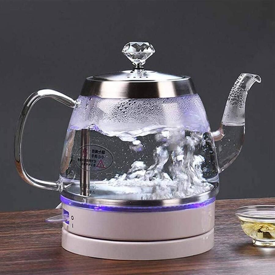 Elektrisch Waterkoker Glastrekker Kookpot Snel Water Koken Gemaakt van Borosilicaatglas 1 Liter Transparant