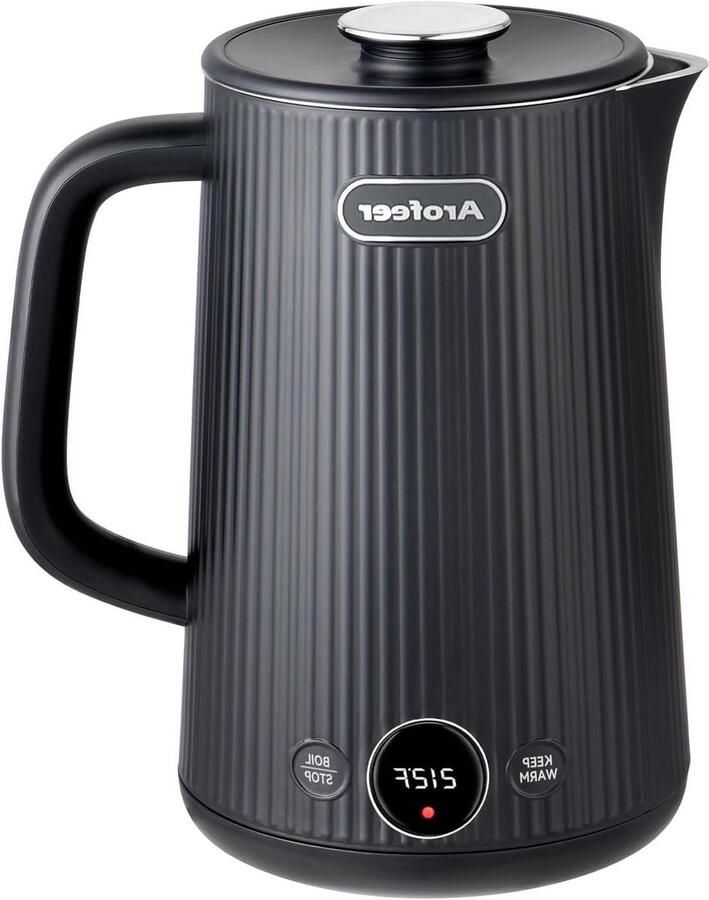 Elektrisch Waterkoker met Temperatuurregeling Thee en Koffie Zetten Real-time Temperatuurweergave 1.7 Liter Zwart