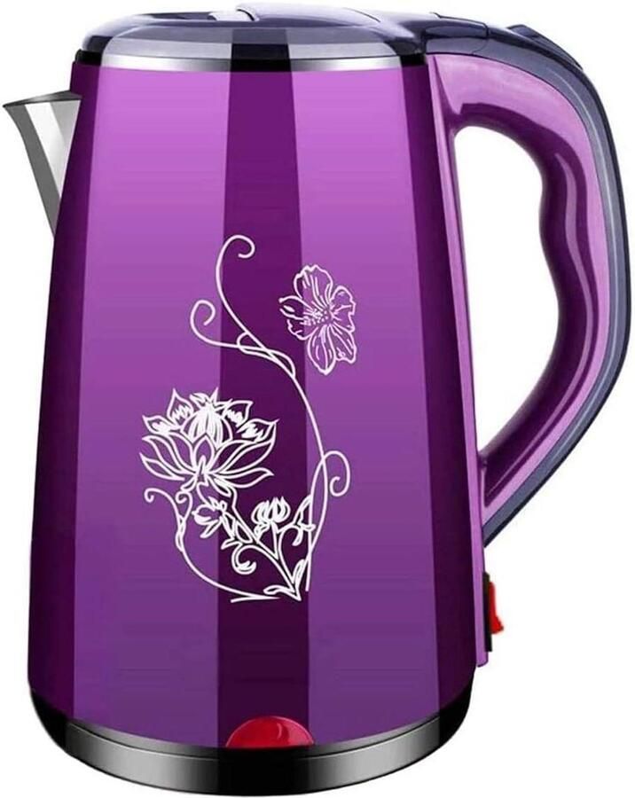 Elektrisch Waterkoker Thee Ketel Snel Water Koken Dubbele Wand Isolatie 1.5 Liter Paars