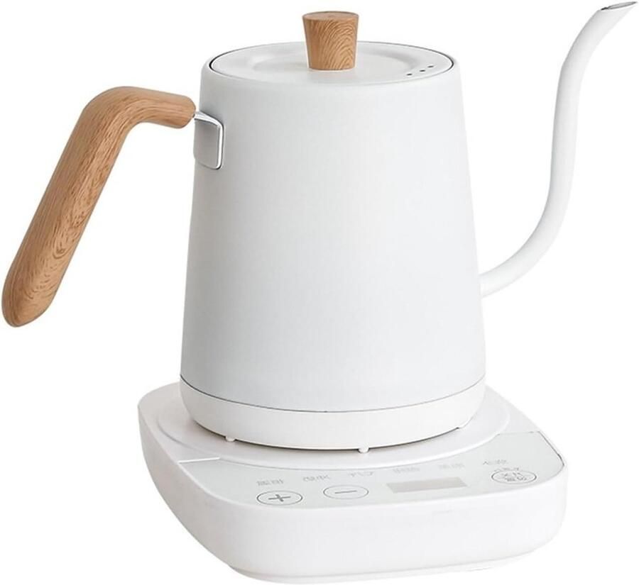 Elektrisch Waterkoker Theepot Koffiezetter Dranken Bereiden Precisie Temperatuurregeling 1000W Houtnerf Wit