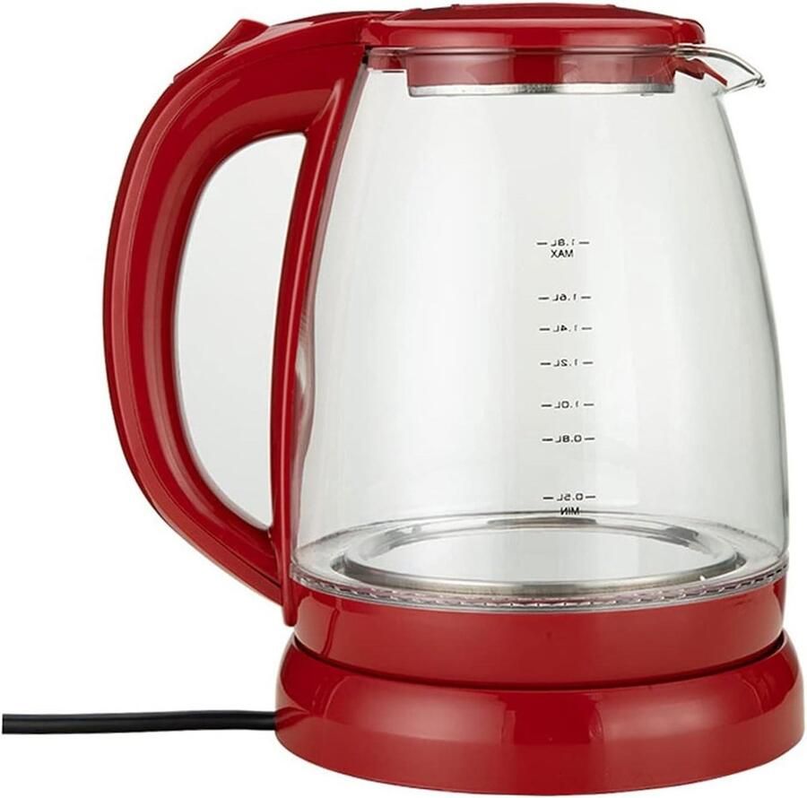 Elektrisch Waterkokers Thee Ketels Water Koken Hoge Borosilicaatglas 1.8 liter Rood