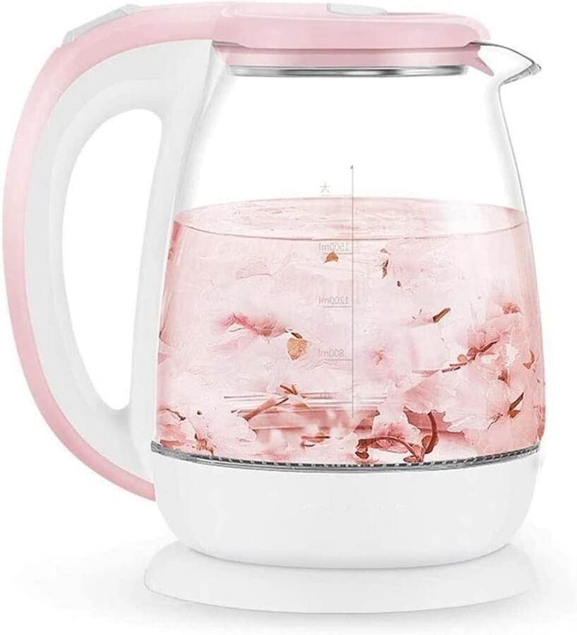 Elektrisch Waterkokers Waterkoker Glas Snel Water Koken Met LED Verlichting 1.8 Liter Roze