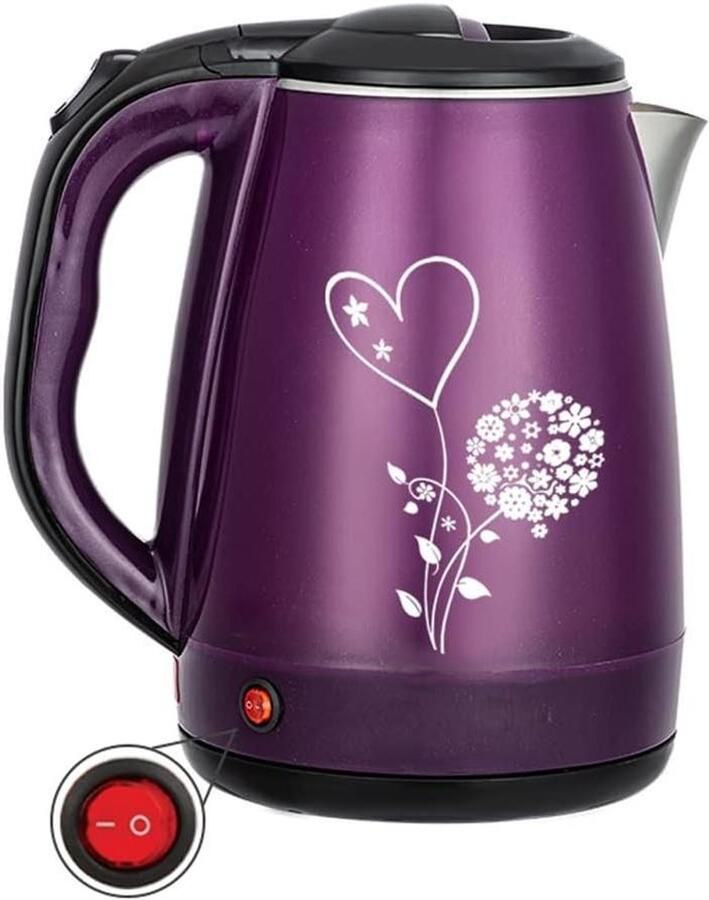 Elektrisch Waterkokers Waterkoker Snelkoker Snel Water Koken Dubbele Wand Bescherming 2 Liter Zwart