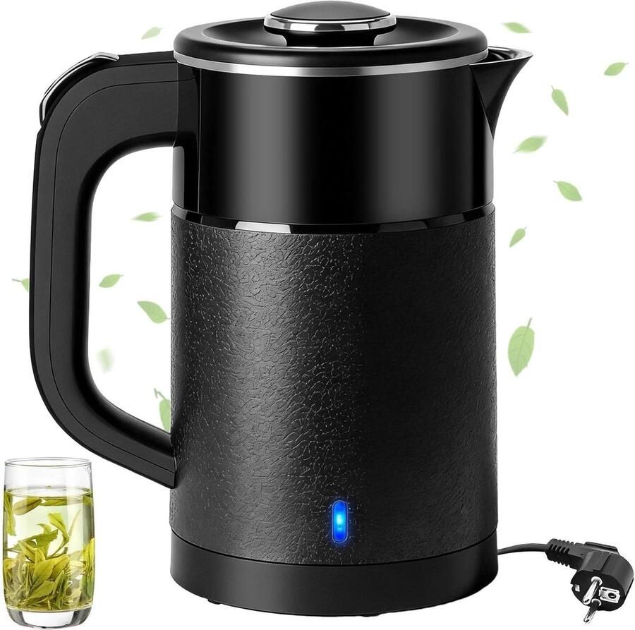 Elektrisch Waterkokertje Reis Waterkoker Snel Water Koken Automatische Uitschakeling 0.8 Liter Zwart