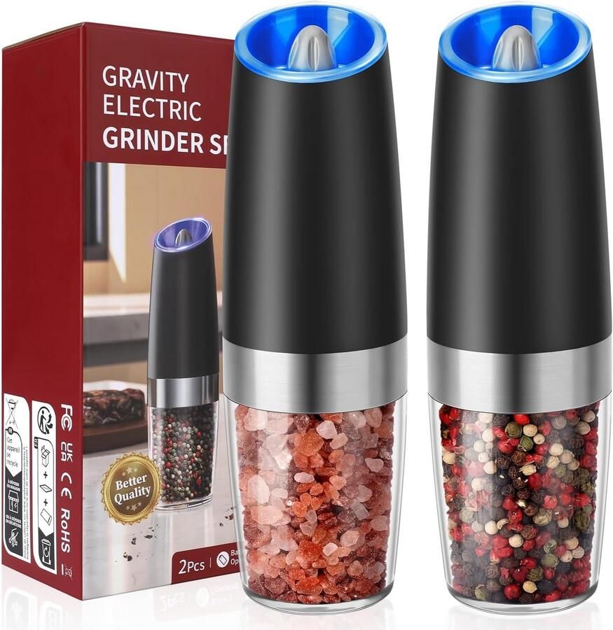 Elektrisch Zout- en Pepermolen Set met Zwaartekrachtsensor en Verstelbare Maalgraad