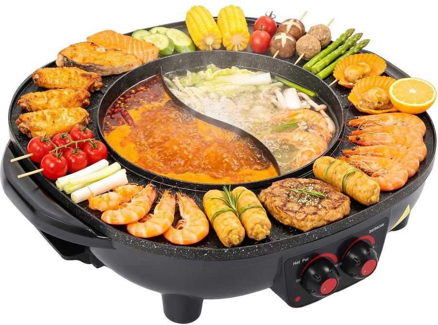 Elektrische 2-in-1 Grill en Hotpot 2000 Watt Zwart