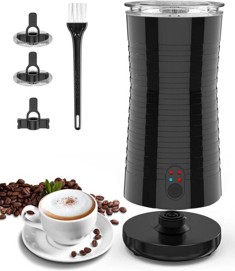 Elektrische 4-in-1 melkopschuimer voor warm en koud melkschuim automatisch 4 modi anti-slip design 400 W 240 ml (zwart)