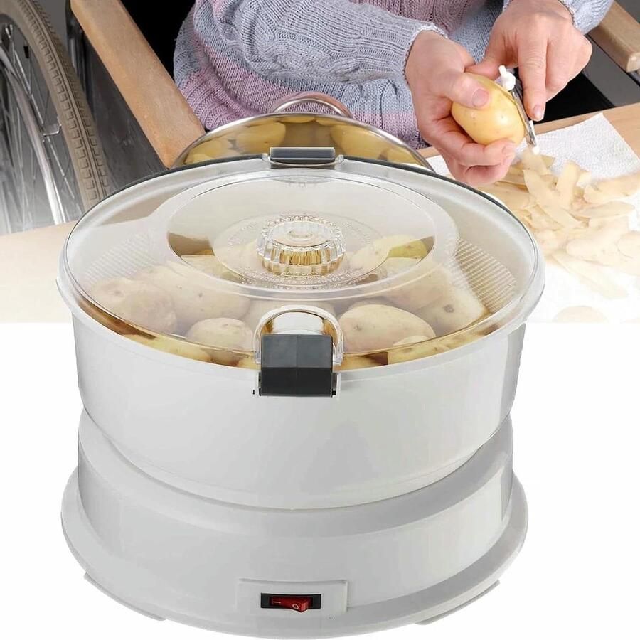 Elektrische Aardappelschilmachine Aardappelschil Apparaat Snel Groenten Schillen Met Container 1 kg Capaciteit Wit