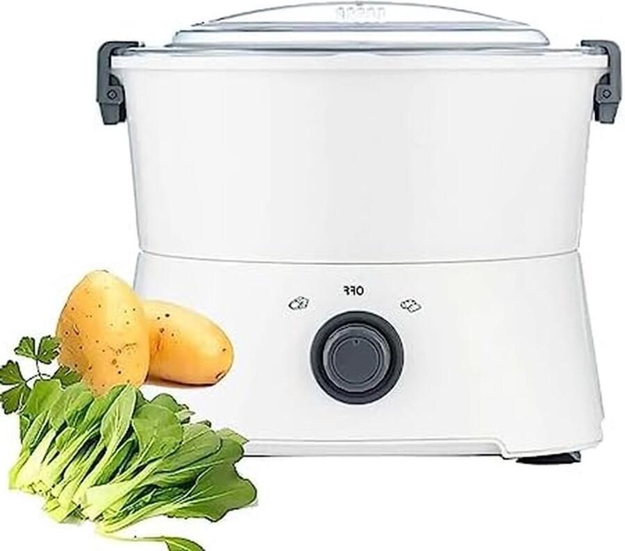 Elektrische Aardappelschiller Automatische Groenteschiller Efficiënt Schillen Zes Roestvrijstalen Messen 1 kg Per Keer Wit