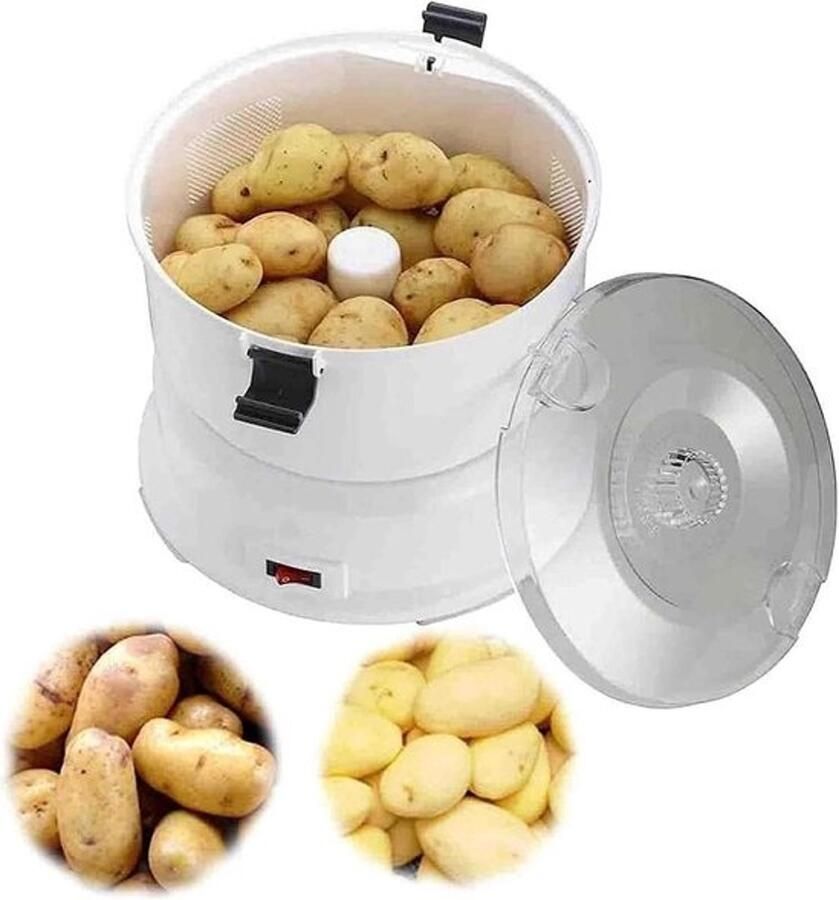 Elektrische aardappelschiller Automatische groenteschraper Maak snel salade klaar Met één druk op de knop Capaciteit van 1 kg Wit