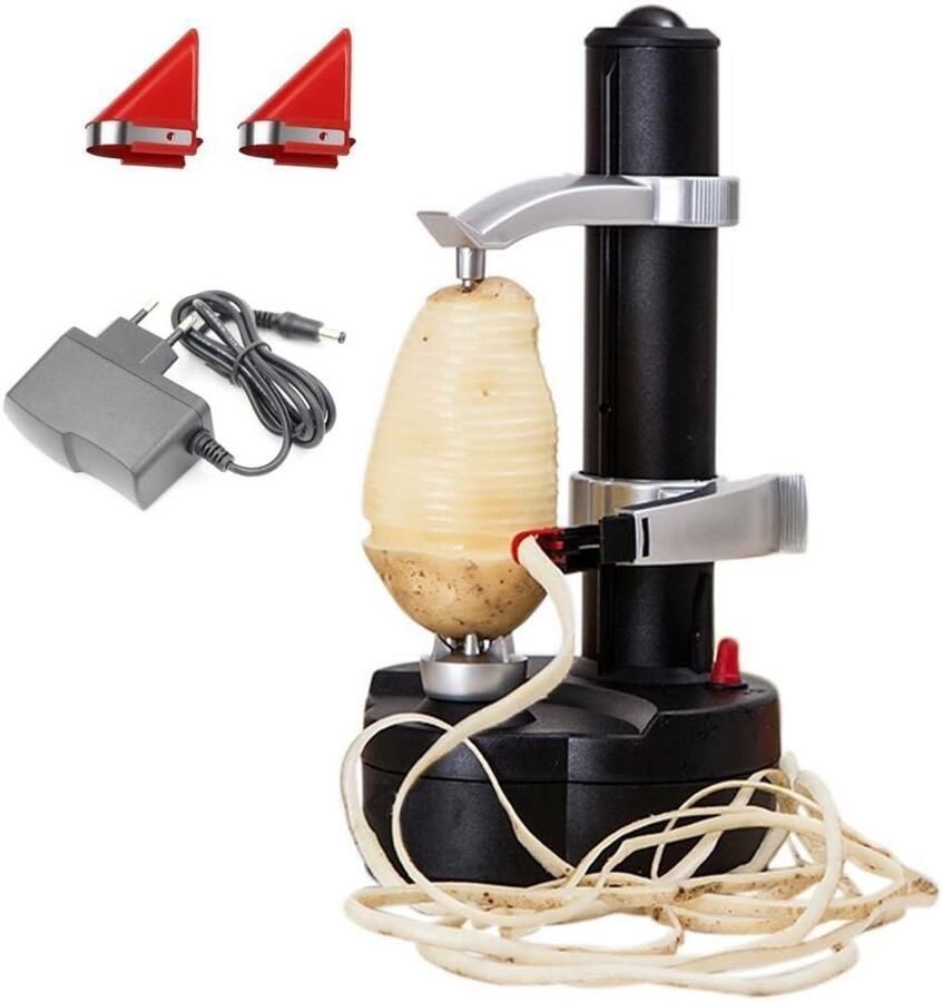 Elektrische aardappelschiller Automatische groentesnijder Snel schillen 2 extra mesjes 29x14 cm Zwart