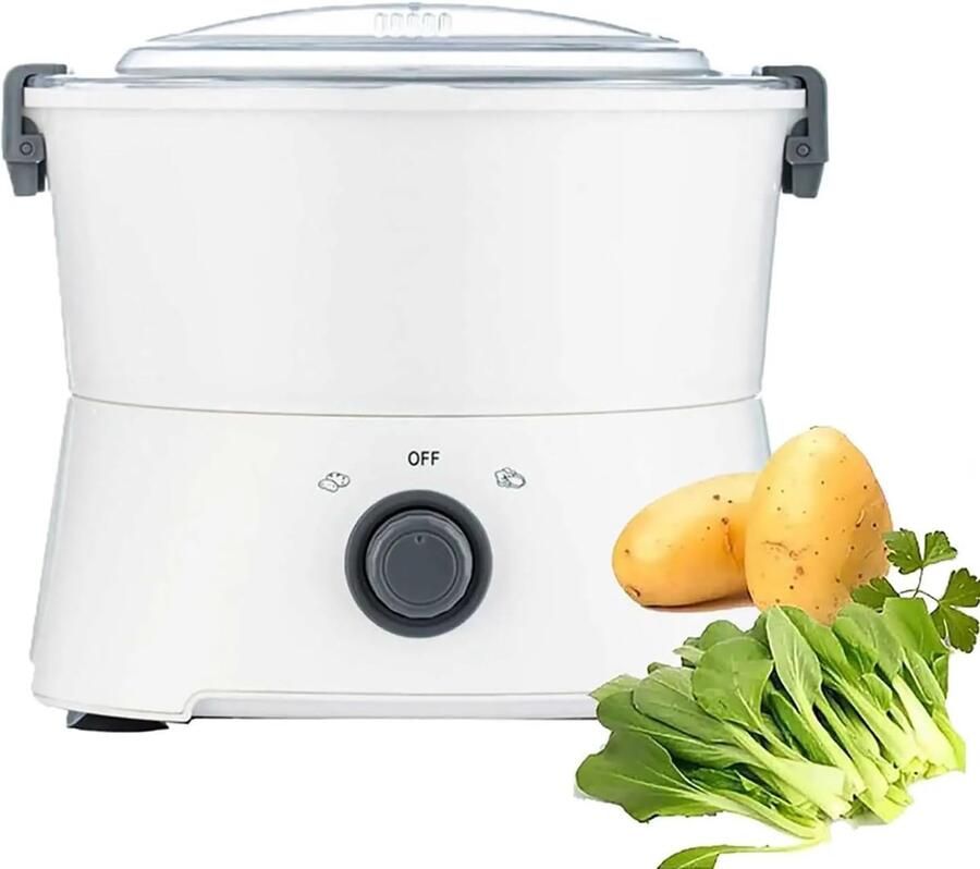 Elektrische Aardappelschiller Automatische Keukenmachine Snel Groenten Schillen One-Touch Bediening 28 x 24 cm Wit