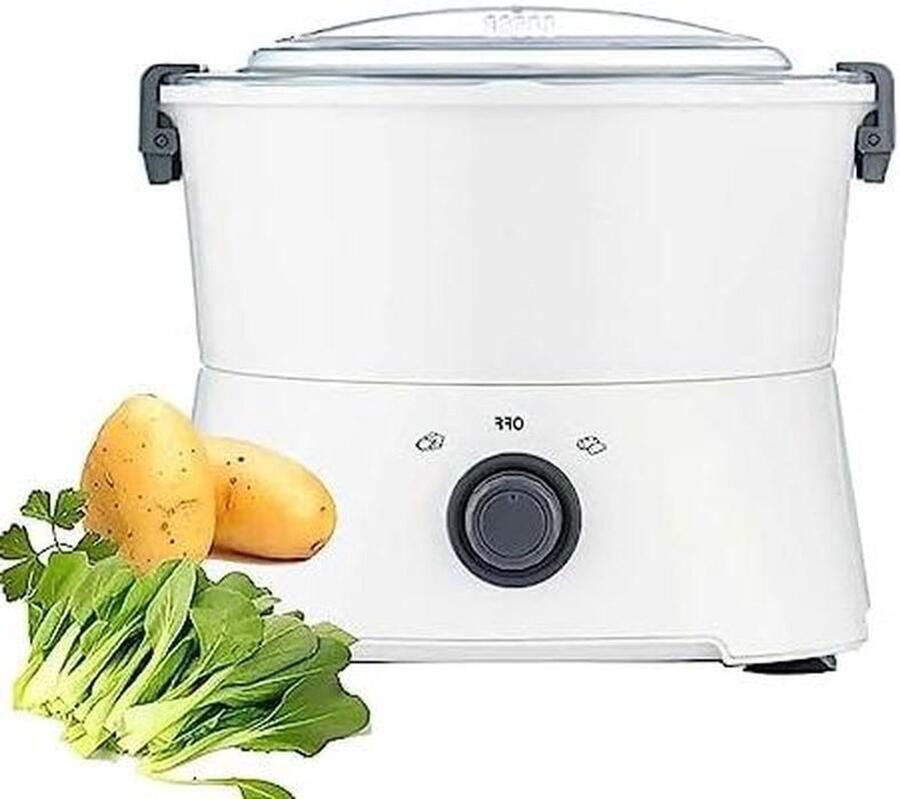 Elektrische Aardappelschiller Automatische Schilmachine Efficiënt Groenten Schillen Zes Roestvrijstalen Messen 1 kg Per 3 Minuten Wit