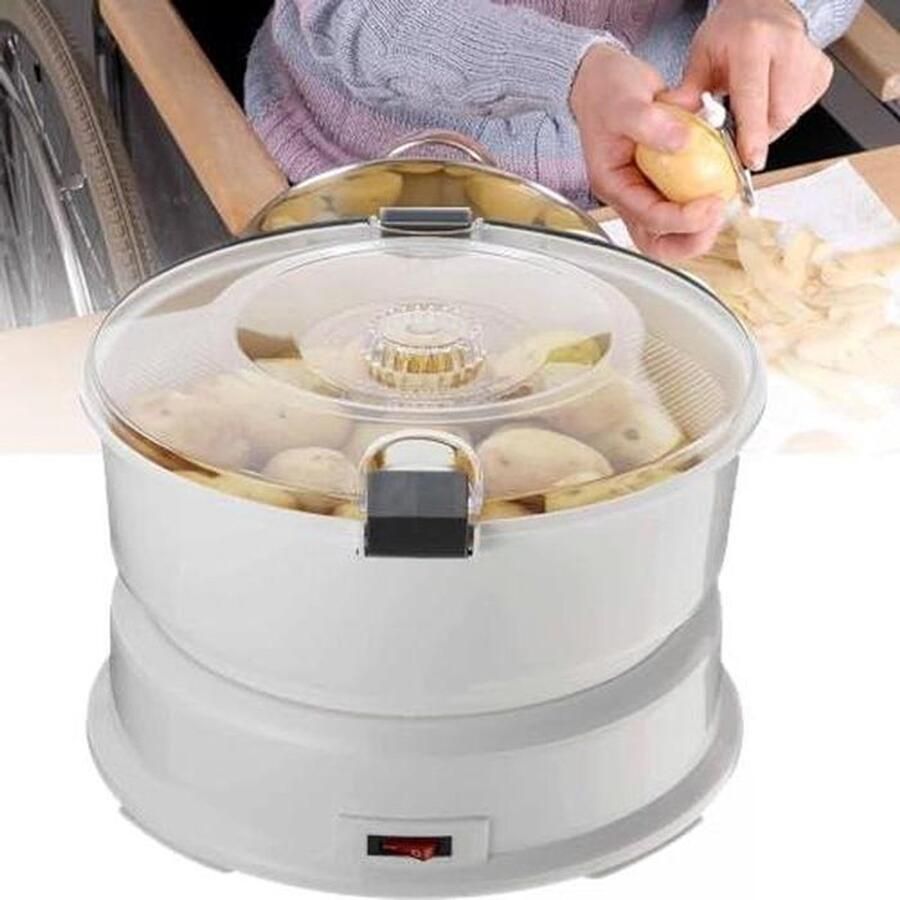 Elektrische Aardappelschiller Automatische Schilmachine Keukenwerk Vereenvoudigen Met Afvalcontainer 1kg Capaciteit Wit