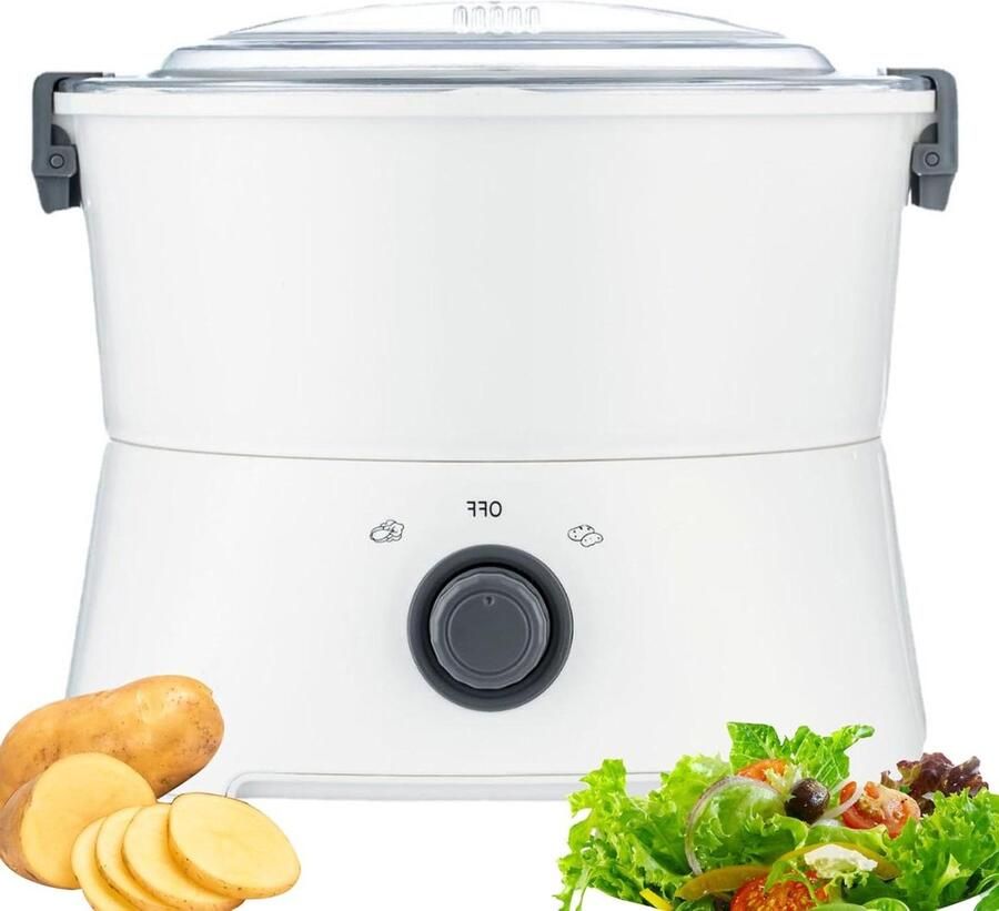 Elektrische Aardappelschiller Automatische Schilmachine Snel Groenten Schillen Eén Knop Bediening Tot 1kg Wit