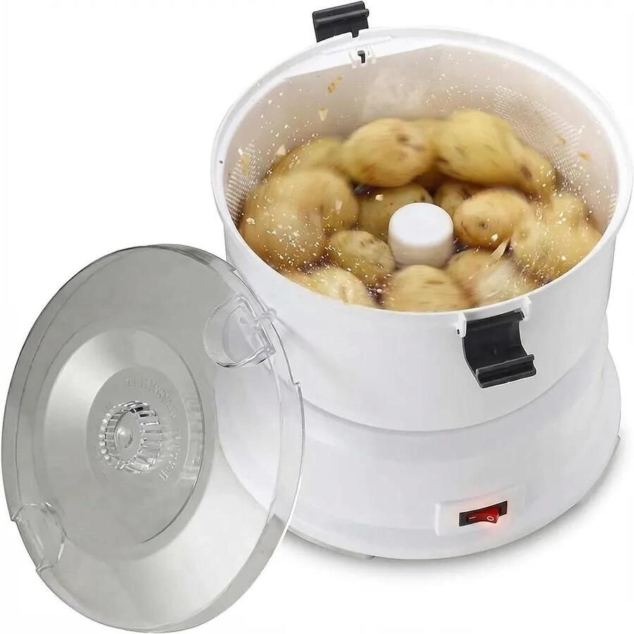Elektrische Aardappelschiller Automatische Schilmachine Snel Groenten Schillen Eén Knop Bediening 1 kg Capaciteit Zilver