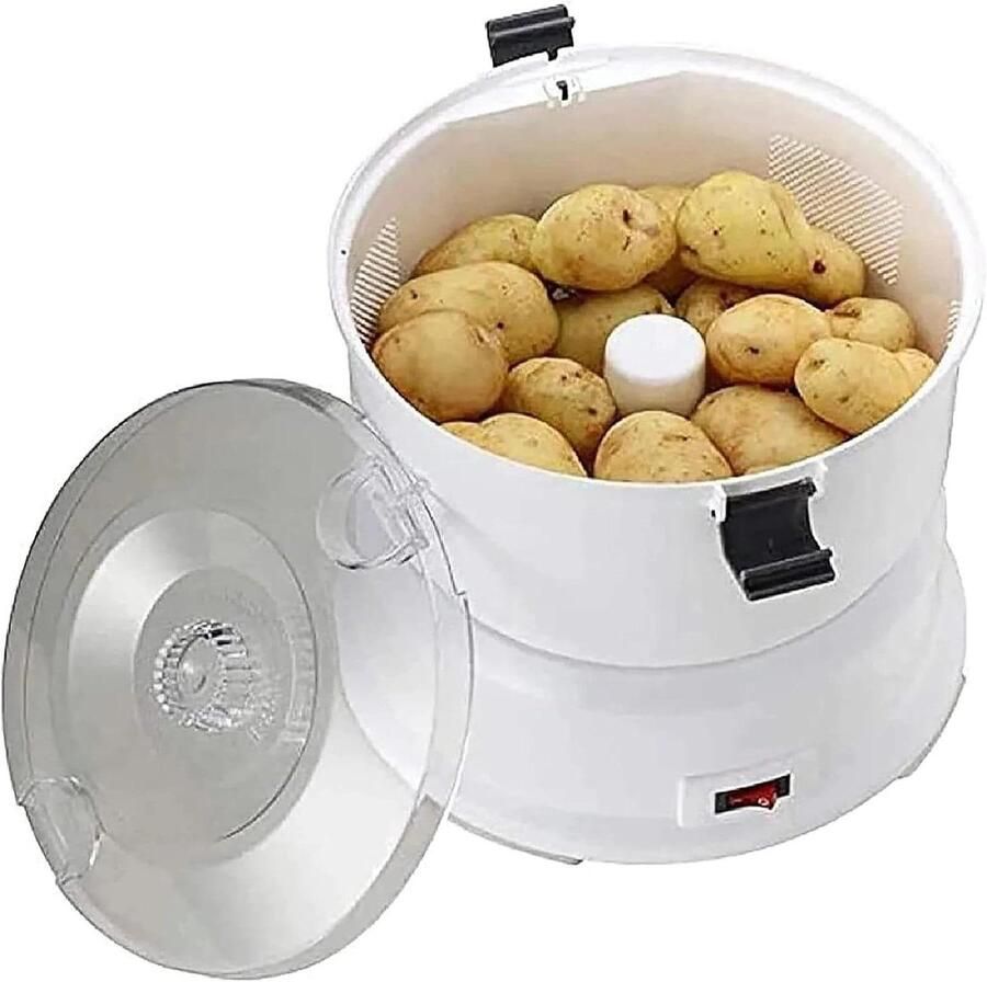Elektrische Aardappelschiller Automatische Schilmachine Snel Groenten Schillen One-Touch Bediening Tot 1 kg Wit