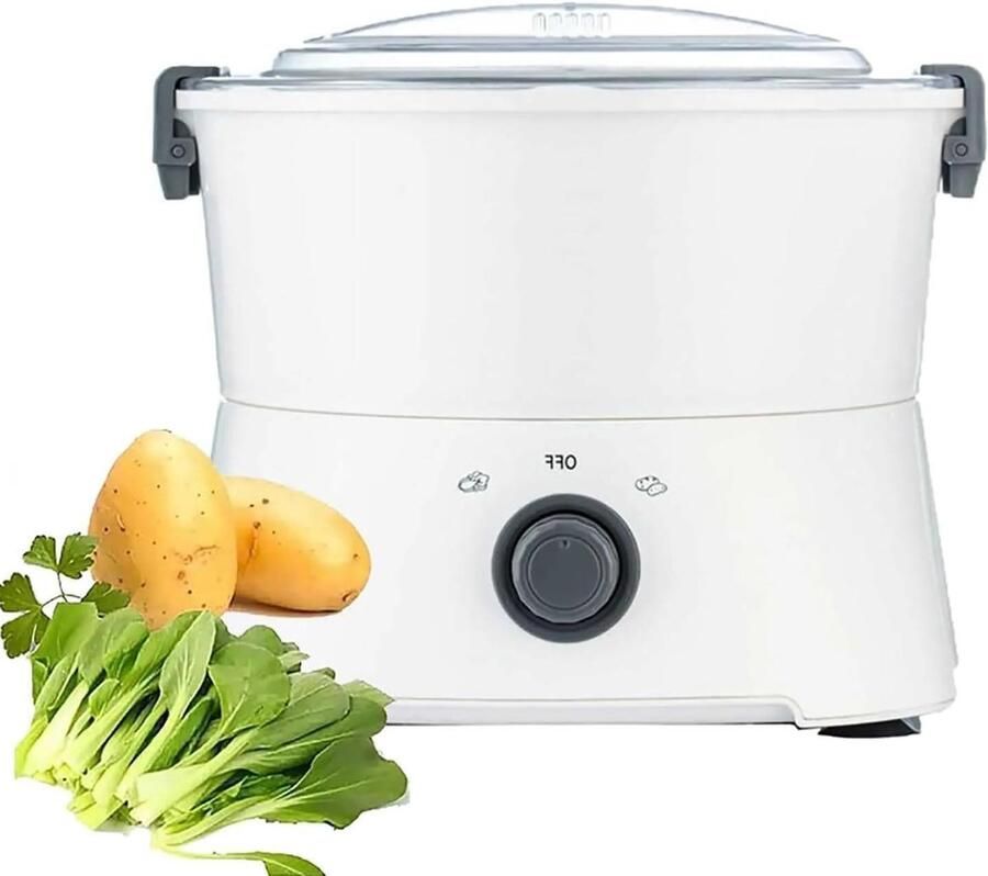 Elektrische Aardappelschiller Automatische Schilmachine Snel Groenten Schillen Zes Roestvrijstalen Messen 1 kg Capaciteit Wit