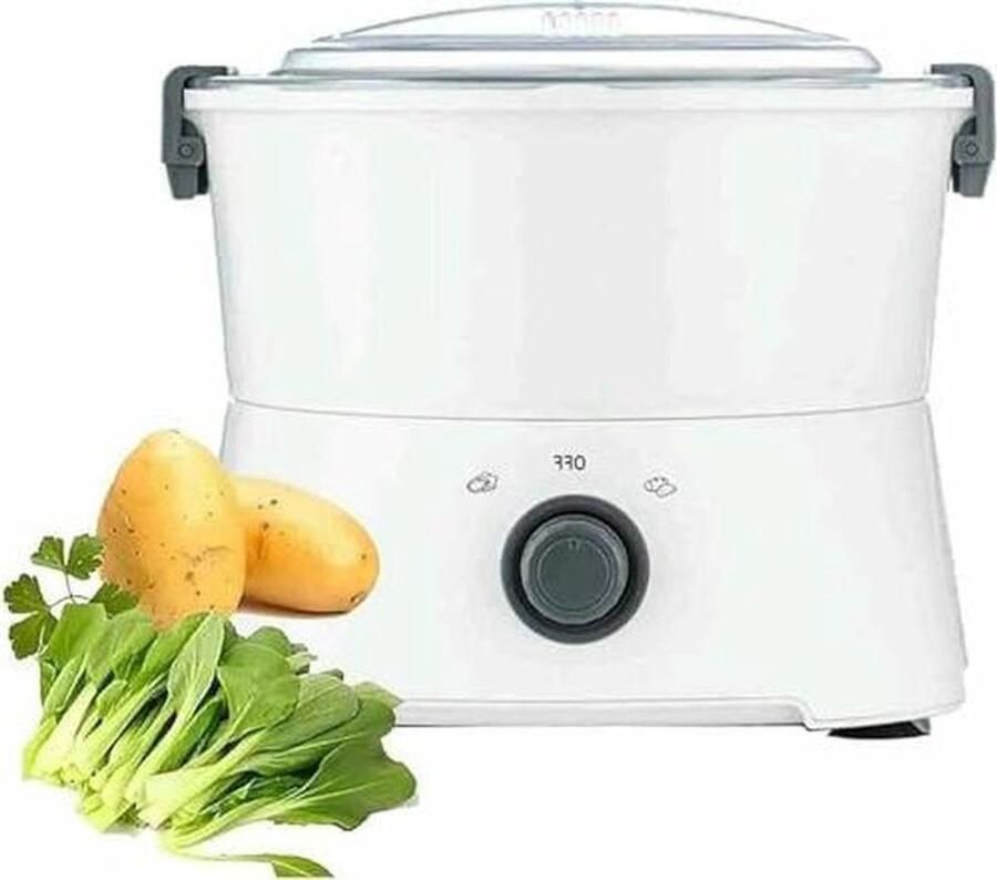 Elektrische Aardappelschiller Groenteschiller Slacentrifuge Maaltijden Bereiden 6 Roestvrijstalen Messen 1 kg Capaciteit Wit