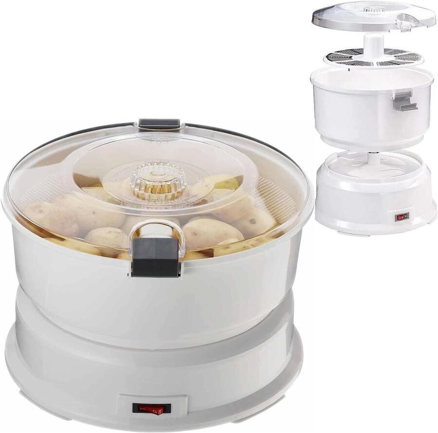 Elektrische Aardappelschiller Groenteschilmachine Automatisch Snel Groenten Schillen Arbeidsbesparend Ontwerp 1 kg Capaciteit Wit
