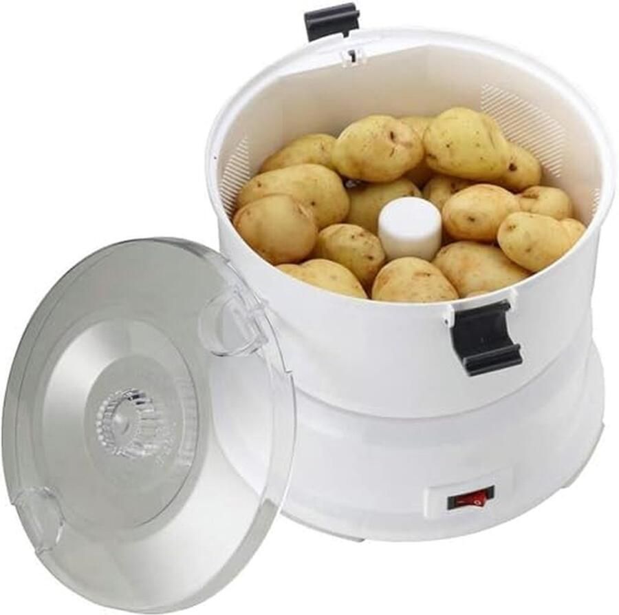 Elektrische Aardappelschiller Groentesnijder Keukenmachine Snel Groenten Schillen Automatische Bediening Met Knop 1 kg Capaciteit Wit