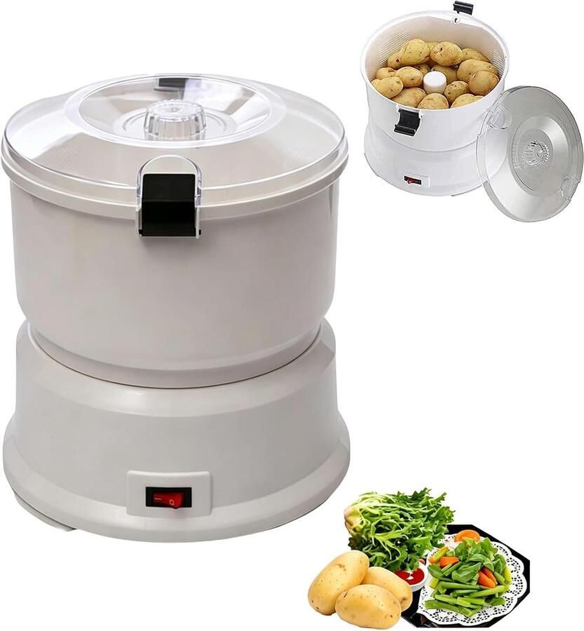 Elektrische Aardappelschiller Groenteverwerker Snel Maaltijden Bereiden Automatische Slimme Aanpassing 1 Kg Capaciteit Wit
