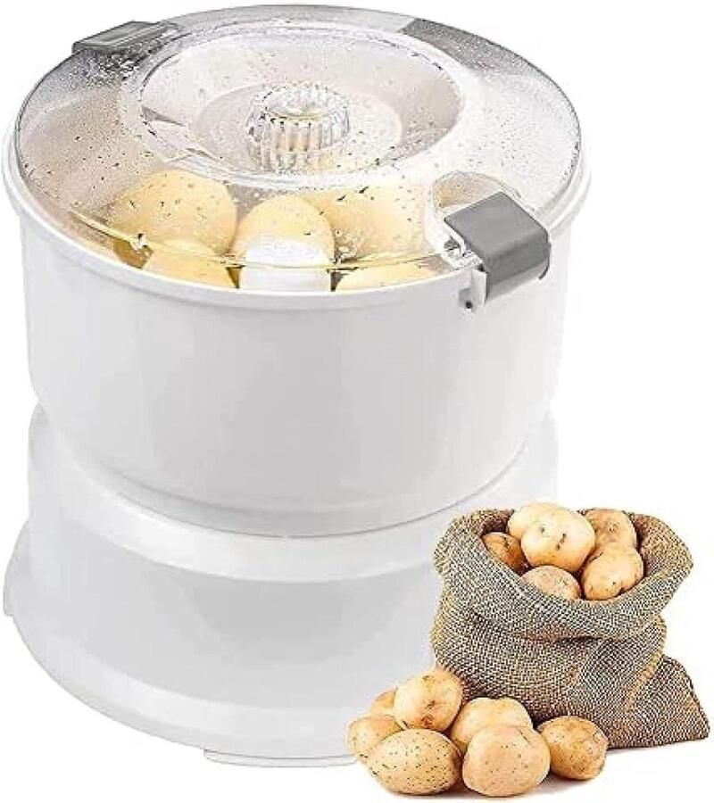 Elektrische Aardappelschiller Keukenmachine Snel Groenten Schillen Eén-knops Bediening 1 kg Capaciteit Wit