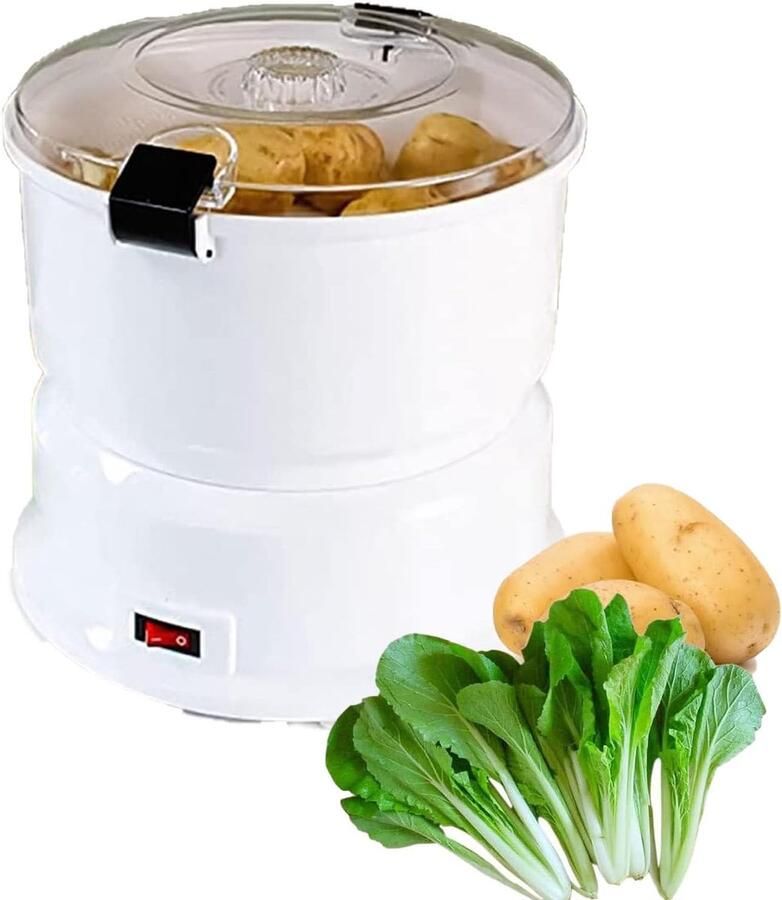Elektrische Aardappelschiller Schilmachine Keuken Snel Groenten Schillen Dubbele Functie Droger 85W Vermogen Wit