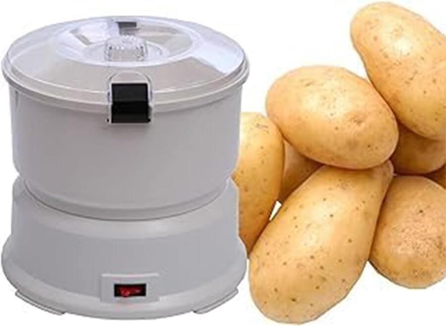 Elektrische Aardappelschilmachine Automatische Dunschiller Snel Groenten Schillen 2-in-1 Functie 1kg Capaciteit Wit